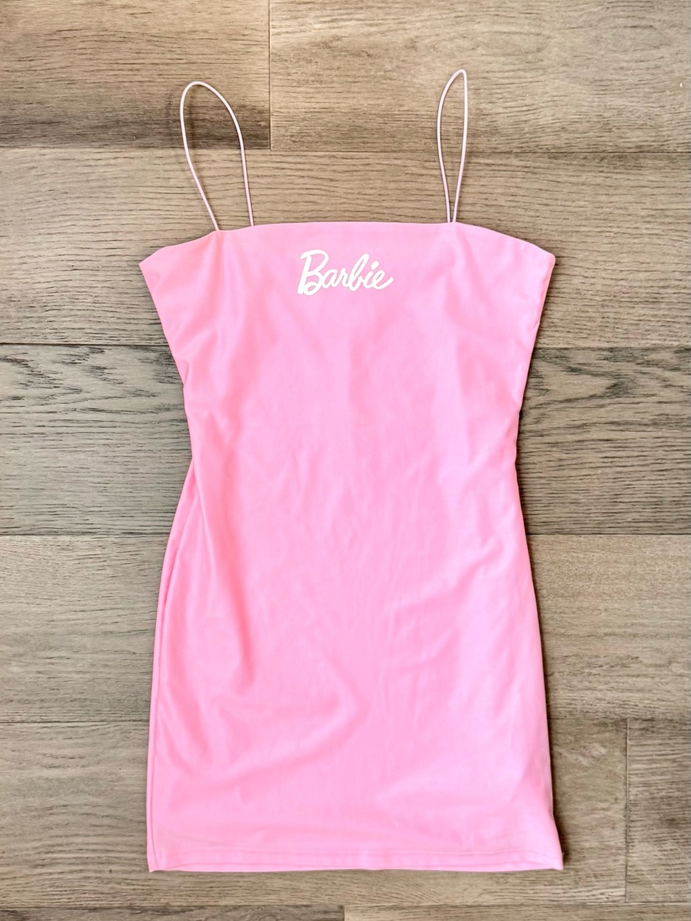 NWT Forever 21 x Barbie Pink Spaghetti Strap Bodycon Mini Dress Medium